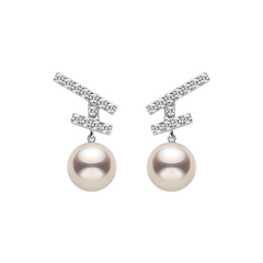 Akoya Pearl 18K Gold Diamonds Sparkle Flying Earrings