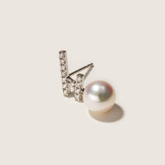 Akoya Pearl 18K Gold Diamonds Sparkle Flying Earrings