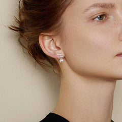 Akoya Pearl 18K Gold Diamonds Sparkle Flying Earrings
