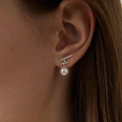 Akoya Pearl 18K Gold Diamonds Sparkle Flying Earrings
