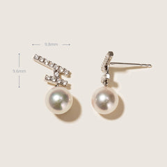 Akoya Pearl 18K Gold Diamonds Sparkle Flying Earrings