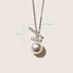 Akoya Pearl 18K Gold Diamonds Sparkle Flying Necklace