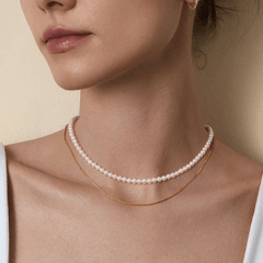 GUILD Certificate Noble Aurora Freshwater Pearl 18K Gold H Mark Strand Necklace