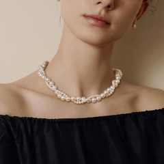GUILD Certificate Noble Aurora Freshwater Pearl 18K Gold H Mark Strand Necklace