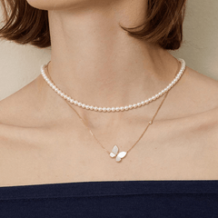 GUILD Certificate Noble Aurora Freshwater Pearl 18K Gold H Mark Strand Necklace