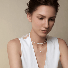 GUILD Certificate Noble Aurora Freshwater Pearl 18K Gold H Mark Strand Necklace
