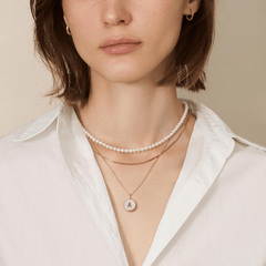 GUILD Certificate Noble Aurora Freshwater Pearl 18K Gold H Mark Strand Necklace