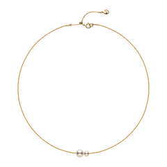 Twin Saltwater Pearl Minimalist Design 18K Necklace