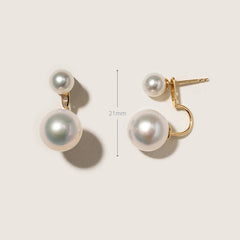 Freshwater Pearls 14K Gold Fashion Double Modular Earrings