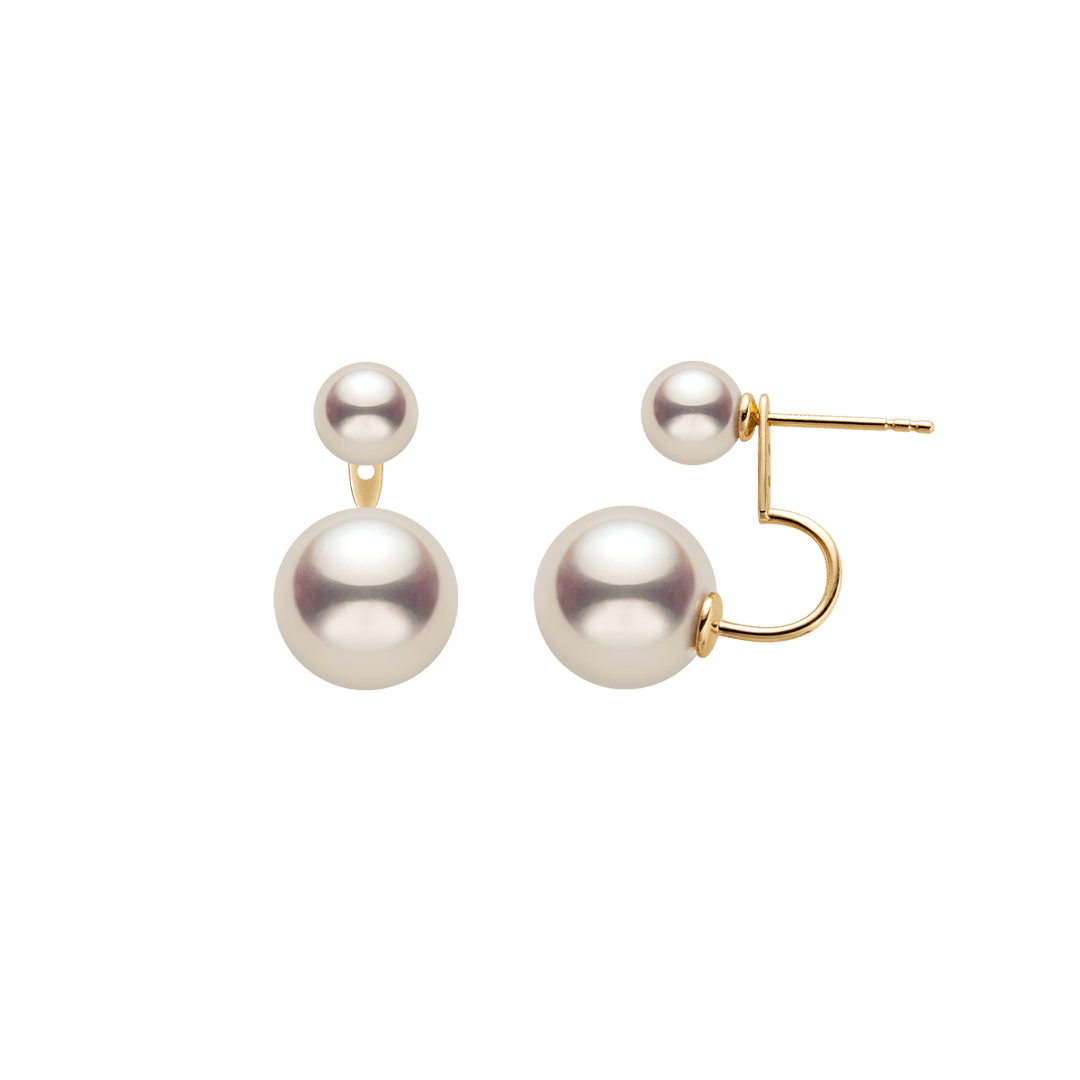 Freshwater Pearls 14K Gold Fashion Double Modular Earrings