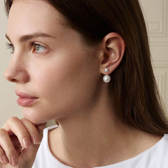 Freshwater Pearls 14K Gold Fashion Double Modular Earrings