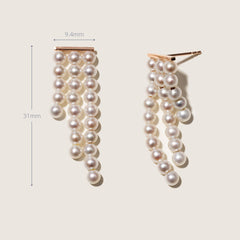 Freshwater Pearls 14K Gold Geometric Waterfall Earrings