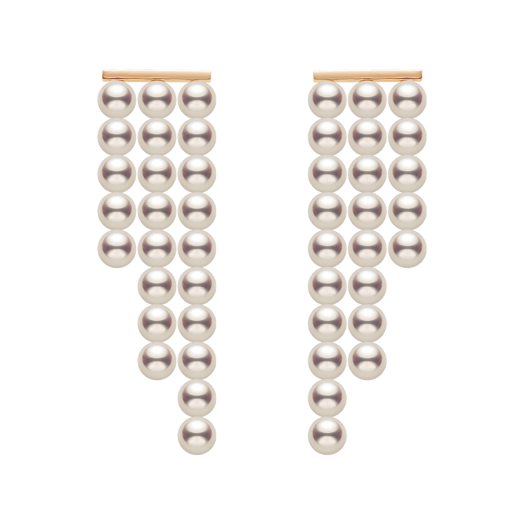 Freshwater Pearls 14K Gold Geometric Waterfall Earrings