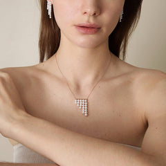 Freshwater Pearls 14K Gold Geometric Waterfall Necklace