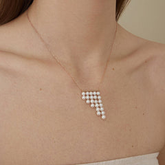 Freshwater Pearls 14K Gold Geometric Waterfall Necklace