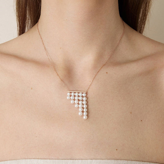 Freshwater Pearls 14K Gold Geometric Waterfall Necklace