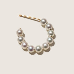 14K Gold Hoop Earrings with Cascading Freshwater Pearls – Sculpted Flow Design