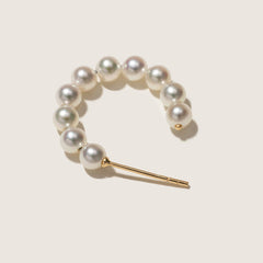14K Gold Hoop Earrings with Cascading Freshwater Pearls – Sculpted Flow Design