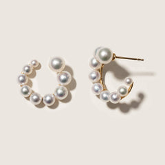 Freshwater Pearls 14K Gold Gradient Arc Earrings