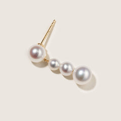 Handcrafted 14K Gold Earrings with Natural Pearl Cascade Design