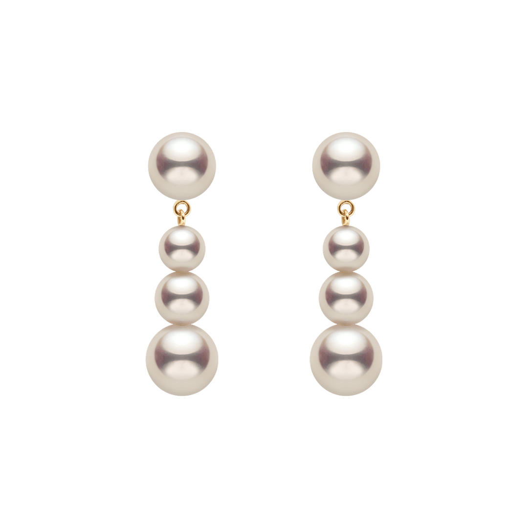Handcrafted 14K Gold Earrings with Natural Pearl Cascade Design