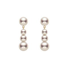 Handcrafted 14K Gold Earrings with Natural Pearl Cascade Design