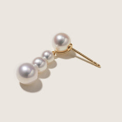 Handcrafted 14K Gold Earrings with Natural Pearl Cascade Design