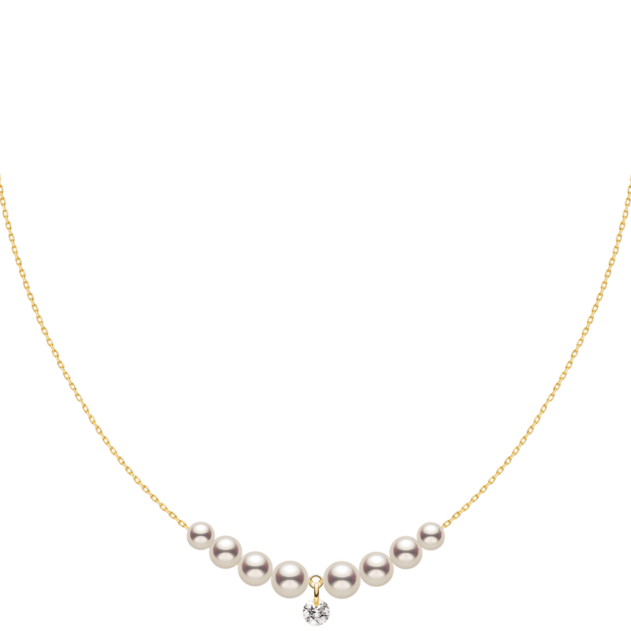 Freshwater Pearls 14K Gold Lab-Grown Diamonds Smiling Drop Necklace
