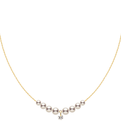 Freshwater Pearls 14K Gold Lab-Grown Diamonds Smiling Drop Necklace