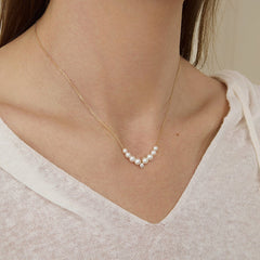 Freshwater Pearls 14K Gold Lab-Grown Diamonds Smiling Drop Necklace