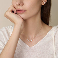 Freshwater Pearls 14K Gold Lab-Grown Diamonds Smiling Drop Necklace