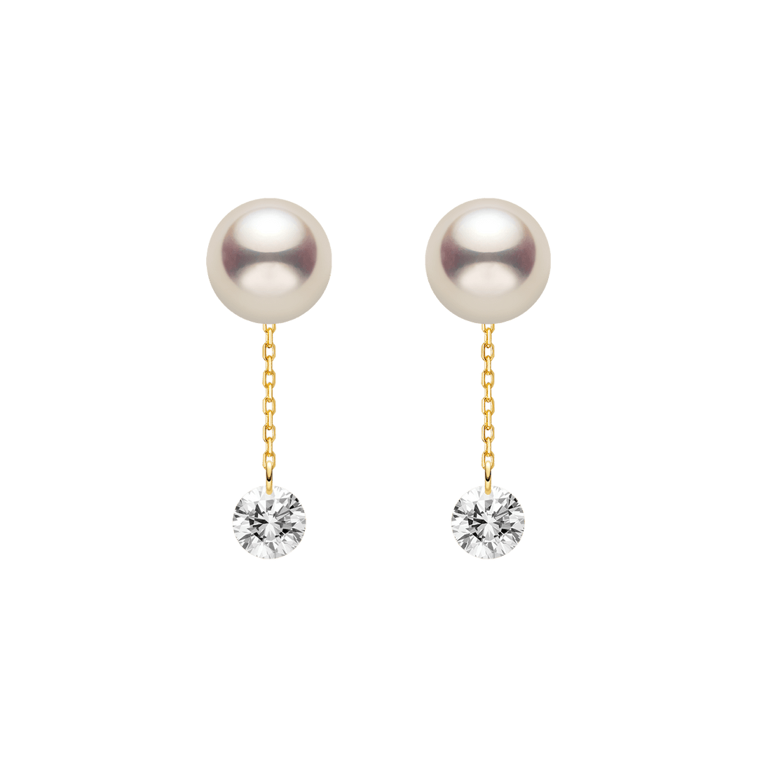 Freshwater Pearls 14K Gold Lab-Grown Diamonds Flicker Modular Earrings