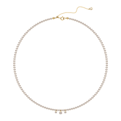 Freshwater Pearls 14K Gold Lab-Grown Diamonds Flicker Strand Necklace