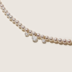 Freshwater Pearls 14K Gold Lab-Grown Diamonds Flicker Strand Necklace