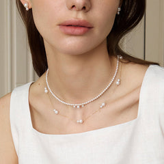 Freshwater Pearls 14K Gold Lab-Grown Diamonds Flicker Strand Necklace
