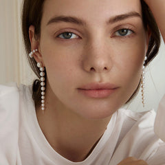 Freshwater Pearls 14K Gold Lab-Grown Diamonds Flowing Modular Hook Earrings