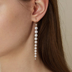 Freshwater Pearls 14K Gold Lab-Grown Diamonds Flowing Modular Hook Earrings