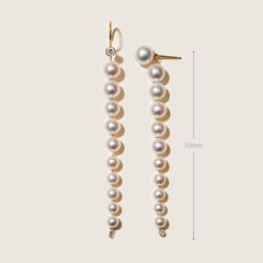 Freshwater Pearls 14K Gold Lab-Grown Diamonds Flowing Modular Hook Earrings