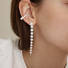 Freshwater Pearls 14K Gold Lab-Grown Diamonds Flowing Modular Hook Earrings