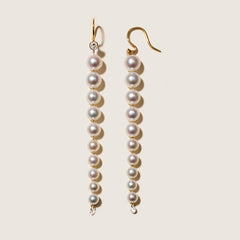 Freshwater Pearls 14K Gold Lab-Grown Diamonds Flowing Modular Hook Earrings