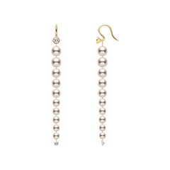 Freshwater Pearls 14K Gold Lab-Grown Diamonds Flowing Modular Hook Earrings