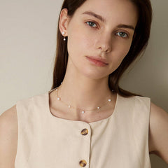 Freshwater Pearls 14K Gold Lab-Grown Diamonds Hidden Glint Necklace