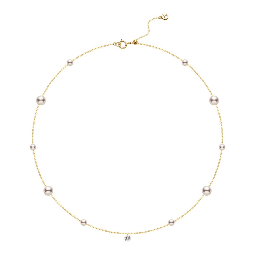 Freshwater Pearls 14K Gold Lab-Grown Diamonds Hidden Glint Necklace