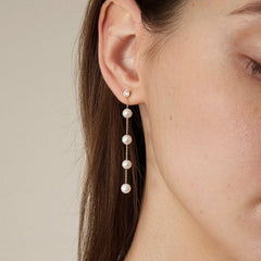 Freshwater Pearls 14K Gold Lab-Grown Diamonds Raindrop Modular Earrings