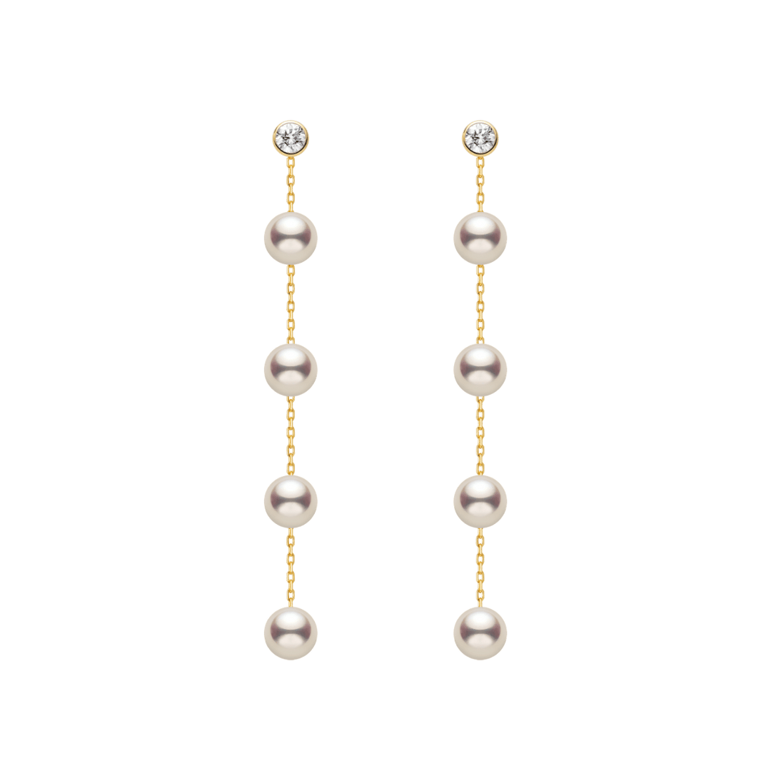 Freshwater Pearls 14K Gold Lab-Grown Diamonds Raindrop Modular Earrings