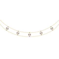 Freshwater Pearls 14K Gold Lab-Grown Diamonds Slight Lace Necklace