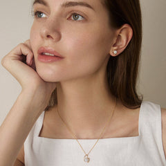 Freshwater Pearls 14K Gold Ribbon H Studs Earrings