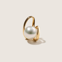 Freshwater Pearls 14K Gold Ribbon H Studs Earrings