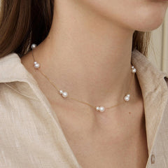 Freshwater Pearls 14K Gold Tiny & Grand Necklace