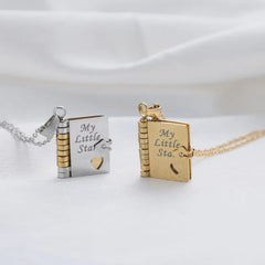 Customizable Book Locket Necklace in Stainless Steel – Personalized Engraving & Keepsake Design